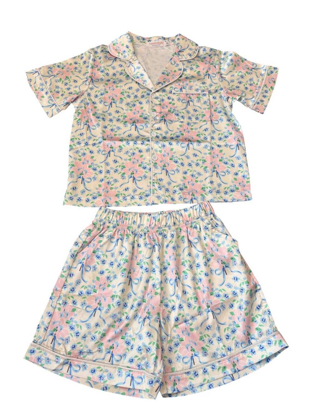 NEW TWEENSTYLE girls elegant floral print loungewear set in multicolor